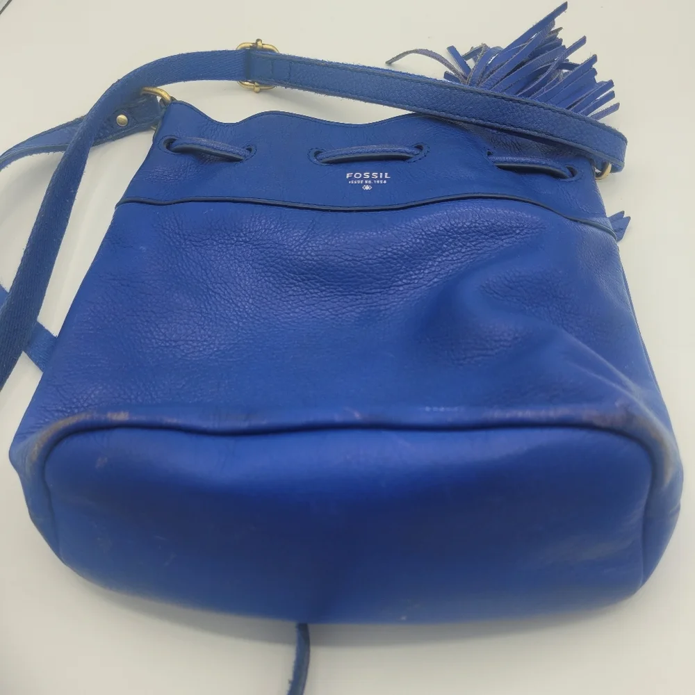 Fossil Jules Tassel Drawstring women's Bucket Bag, Sapphire - Picture 11 of 15